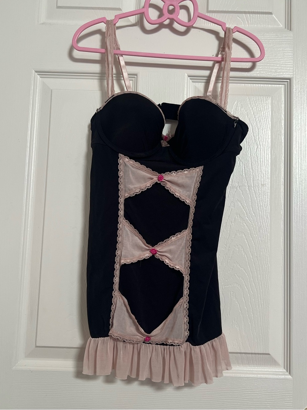 sophie b. Black Chemise with Light Pink Lace Accents